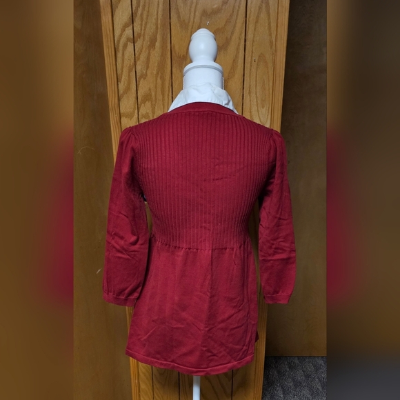 Motherhood Maternity Women’s Medium Red Sweater Christmas Long Cotton Blend - Picture 3 of 8